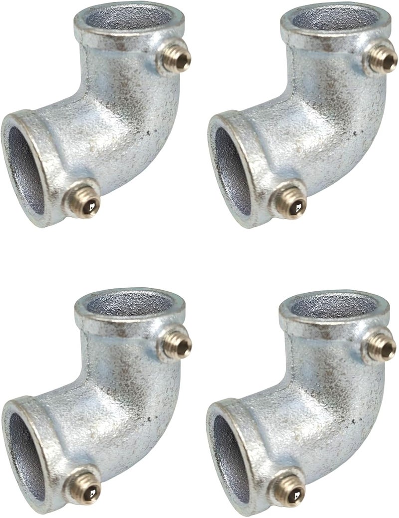 FLEXKEA Galvanized Pipe Fittings, 90 Degree L Tube Connector Fit for 1 Inch(25.4 mm) OD Steel Pipe, Structural Elbow Joint Between Two Pipes Connector, Cast Iron (4) - Image 1